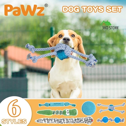 PaWz Dog Chew Toys Squeaky Puppy Pet Rope Plush Toy Teething 6 styles