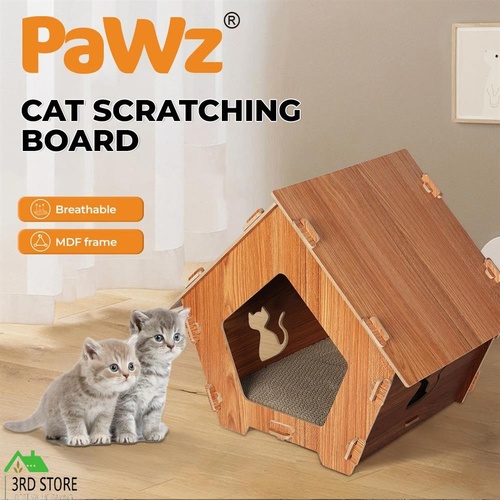 PaWz Cat Scratcher Scratching Board Corrugated Cardboard Scratch Bed Condo House