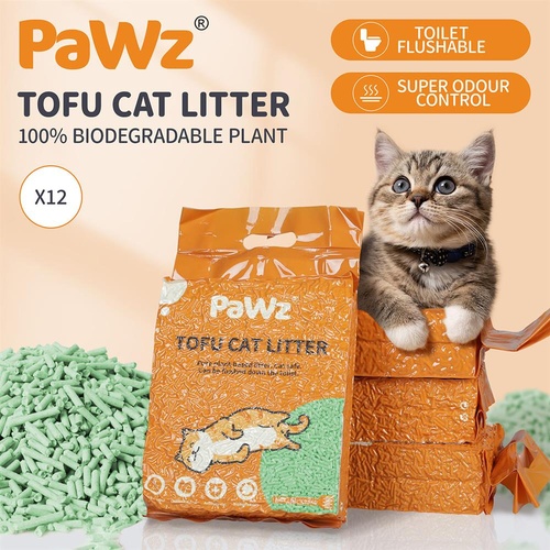 PaWz 2.5kg Tofu Cat Litter Clumping Green Tea x12