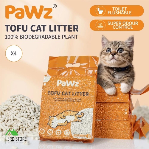 PaWz 2.5kg Tofu Cat Litter Clumping Flushable Fast Super Absorben Natural x4