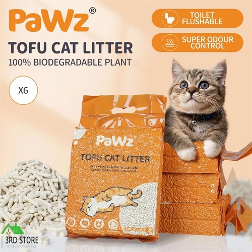 PaWz 2.5kg Tofu Cat Litter Clumping Flushable Fast Super Absorben Natural x6