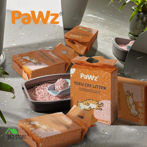 PaWz 2.5kg Tofu Cat Litter Clumping Flushable Fast Super Absorben Peach x4