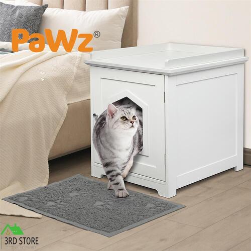 PaWz Cat Litter Box Mat Fully Enclosed Kitty Toilet Odour Control Basin Wooden