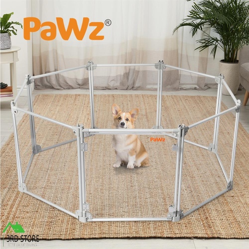 Pawz Pet Playpen Transparent Acrylic Clear Folding Dog Fence Kennel 8 Panel