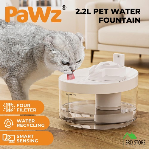 Pawz Automatic Sensor Pet Water Fountain Dog Cat Drinking Dispenser 2.2L Filter