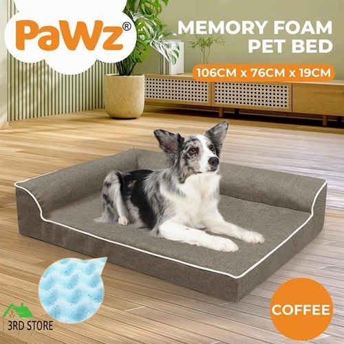 Pawz Orthopedic Dog Bed Memory Foam Cushion Cat Calming Mat Washable XL Coffee