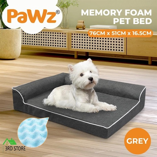 Pawz Orthopedic Dog Bed Memory Foam Cushion Cat Calming Mattress Washable M Grey