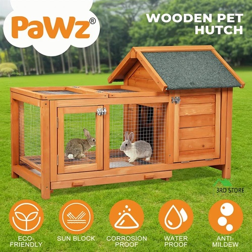 Pawz Rabbit Hutch Chicken Coop Large Wooden House Run Patio Cage Box Outdoor