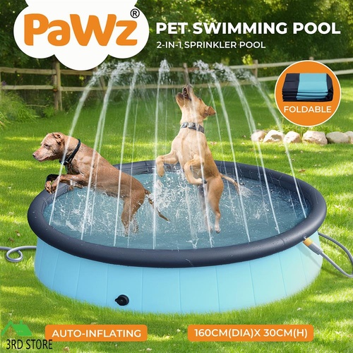 Pawz 160cm Pet Dog Swimming Pool Folding 2-In-1 Splash Kids Cat Bath Tub Outdoor