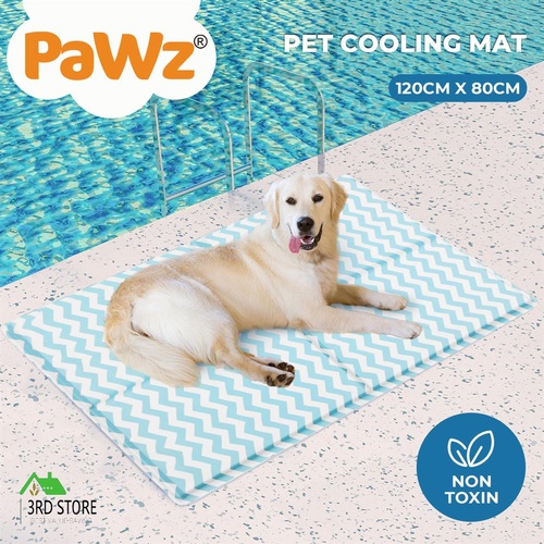 Pawz Pet Cooling Mat Gel Dog Water Bed Ice Mattress Self-Cool Durable XL Blue