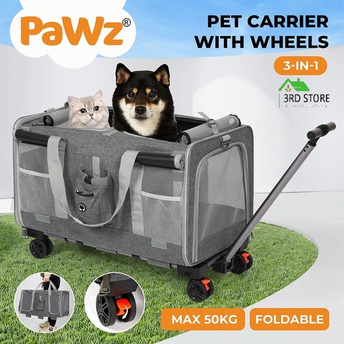 Pawz Pet Carrier 4 Wheel Portable Rolling Foldable Dog Cat Travel Bag