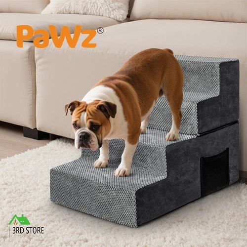 Pawz 4 Steps Pet Stairs Dog Ramp High Density Foam Grey