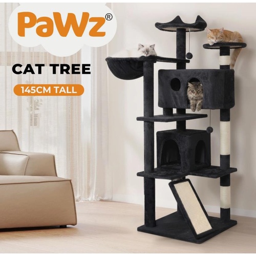 Pawz Cat Tree Tower Scratching Post Scratcher 145cm Climbing Tree House Bed