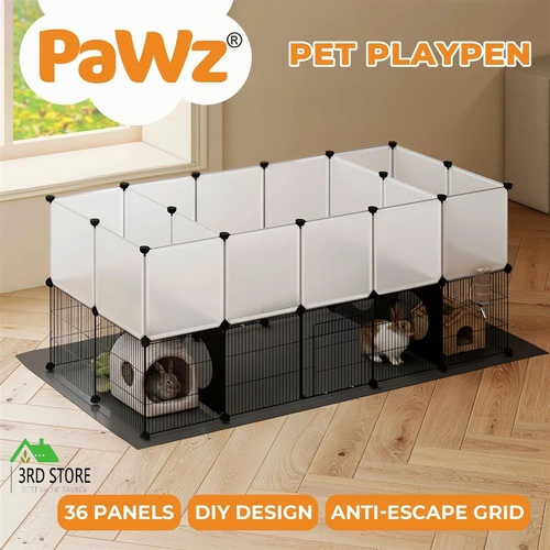 Pawz Pet Playpen Guinea Pig Rabbit Cage Small Animal DIY Fence 36 Panels Mat
