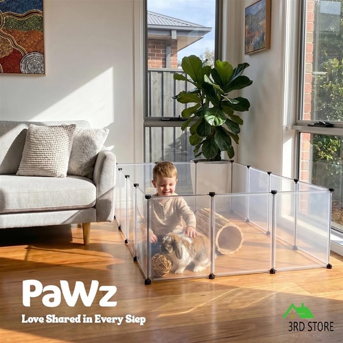 Pawz Pet Playpen 12 Panels Portable Plastic Small Animal Rabbit Guinea Pig Pen