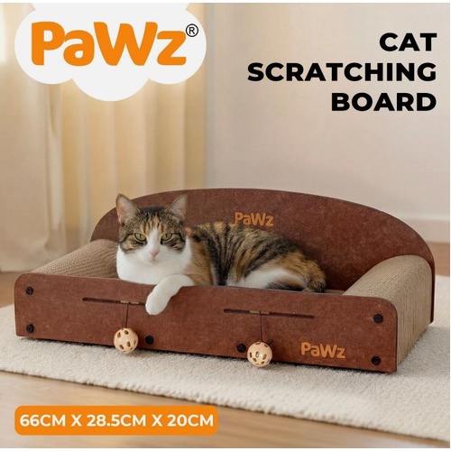 Pawz Cat Scratcher Scratching Board Corrugated Cardboard Scratch Bed Toy 2 Balls