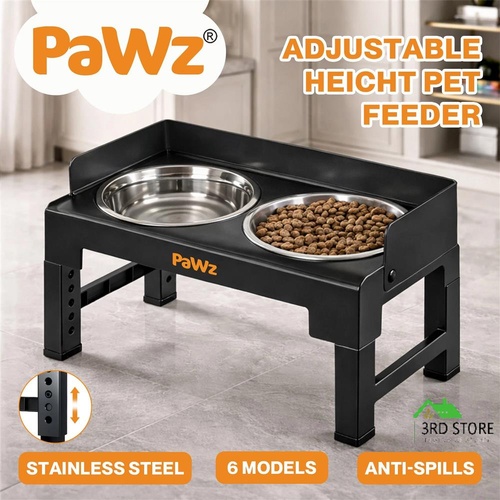 Pawz Elevated Dog Bowls Pet Feeder 6 Height Adjustable Raised Food Water Large