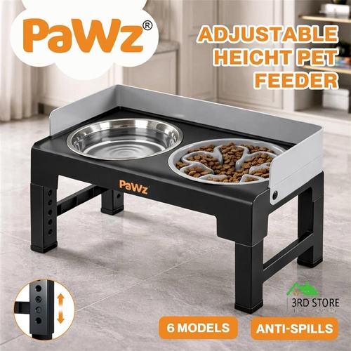 Pawz Elevated Dog Bowls Pet Feeder 6 Height Adjustable Raised Food Water Large