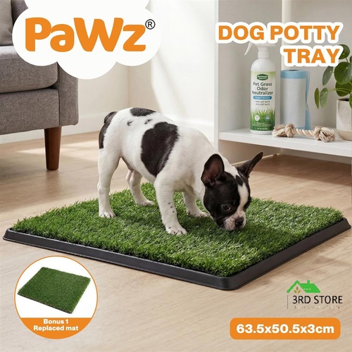 Pawz Dog Potty Tray with Grass Mat Washable Puppy Portable Training Toilet