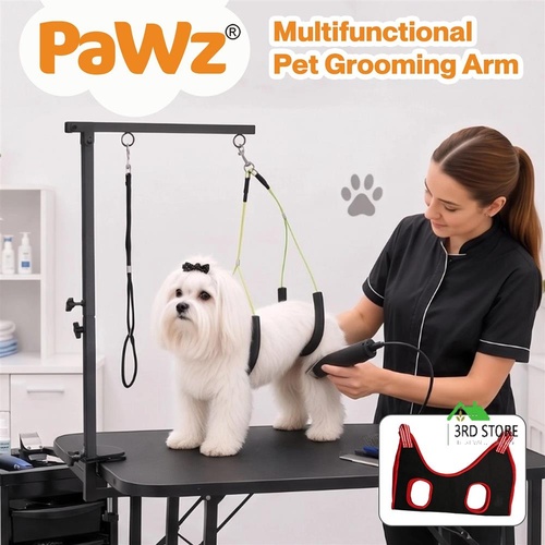 Pawz Dog Grooming Hammock Table Arm Adjustable 70-97cm Steel Clamp 2 Holders