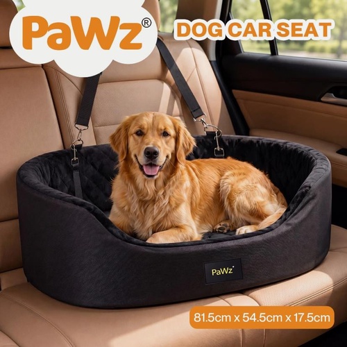 Pawz Dog Car Seat Pet Car Seat Elevated 10cm Plush Oxford Black