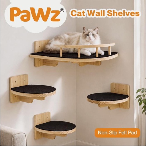 Pawz Cat Wall Shelves Corner Cat Tree with Guard Rail 15mm Pine Wood