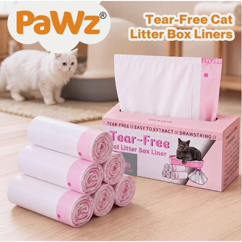 Pawz Cat Litter Bags 120 Count Drawstring 64 x 40cm 10kg HDPE White Pink