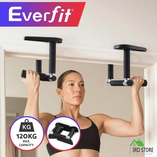 Everfit 2Pcs/Set Pull Up Bar Portable Foldable Dip Station Multi Gym 120kg Home Power Station Black
