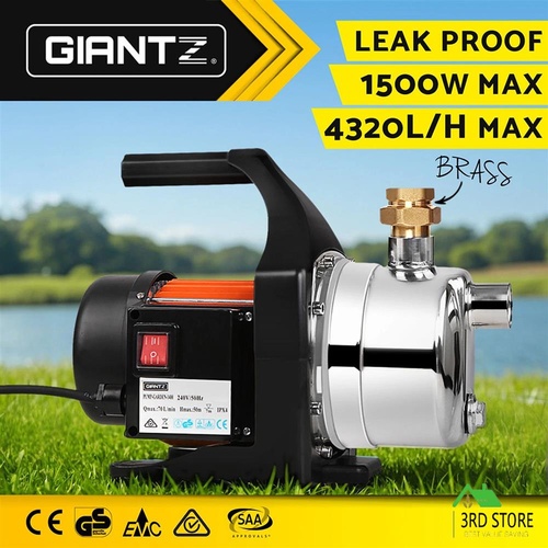 Giantz 1500W Water Pump High Pressure Stage Tank Rain Farm Irrigation Garden