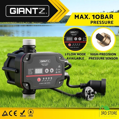 GIANTZ Digital Water Pump Controller 16A 1.5kW Max High Power Pressure Switch Adjustable 10Bar IP65
