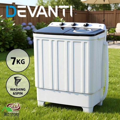 Devanti Portable Washing Machine Twin Tub 7KG White