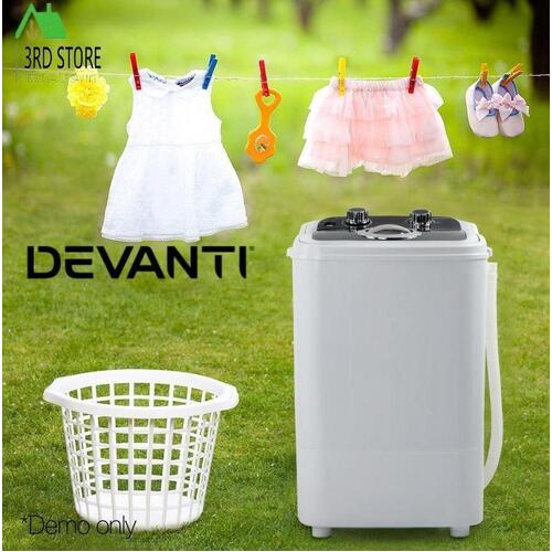 Devanti 4.6KG Mini Outdoor Portable Washing Machine Top Loader Spin Camp Caravan