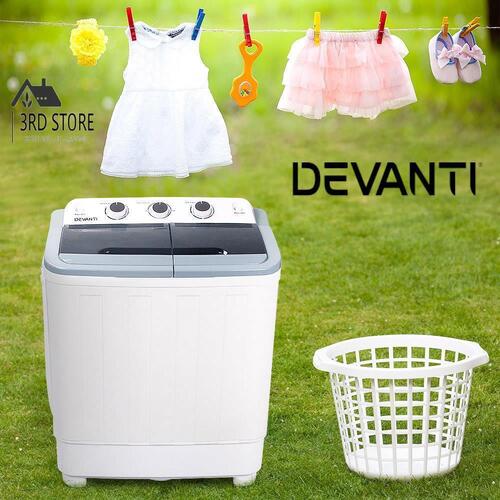 RETURNs Devanti 5kg Mini Portable Washing Machine Twin Tub Spin Camping Caravan Outdoor