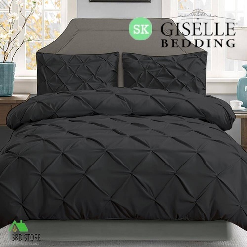 Giselle Quilt Cover Set Doona Duvet Sets Super King Bed Hotel Pinch Diamond BK