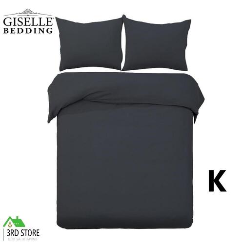 Giselle Bedding Luxury Classic Bed Duvet Doona Quilt Cover Set Hotel King Black
