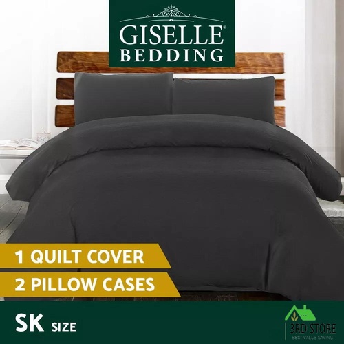 Giselle Bedding Quilt Cover Set Classic Super King Bed Duvet Doona Hotel Black