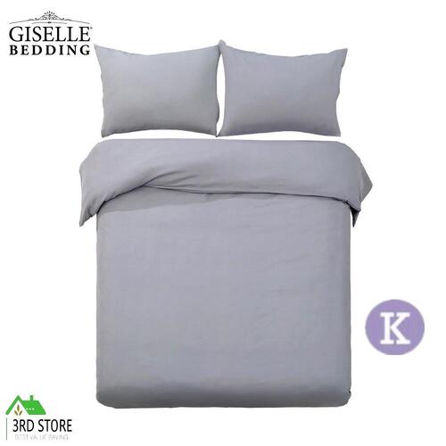 Giselle Bedding Luxury Classic Bed Duvet Quilt Cover Set Hotel K Grey