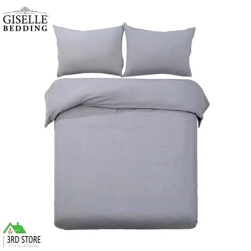 Giselle Bedding Luxury Pinch Pleat Diamond Duvet Quilt Cover Set SK Grey