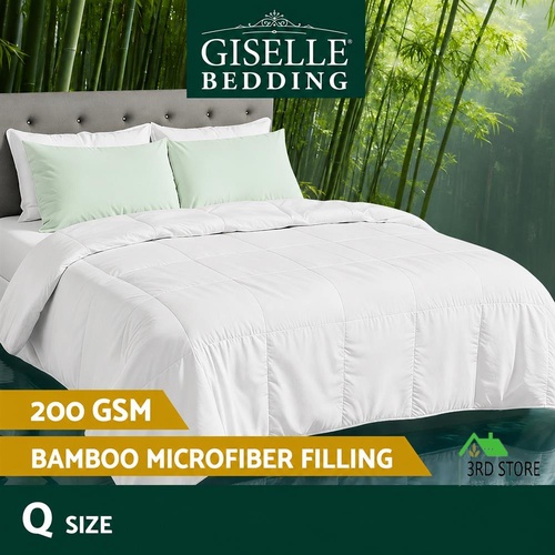 Giselle Bedding 200GSM Bamboo Quilt Summer Quilts All Season Doona Duvet Lightweight Queen