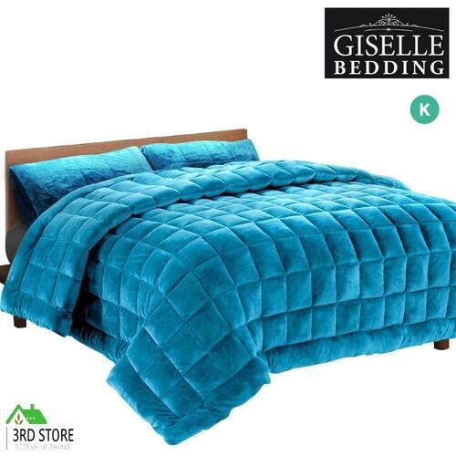 Giselle Faux Mink Quilt Comforter Fleece Bedspread Weighted Throw Blanket King