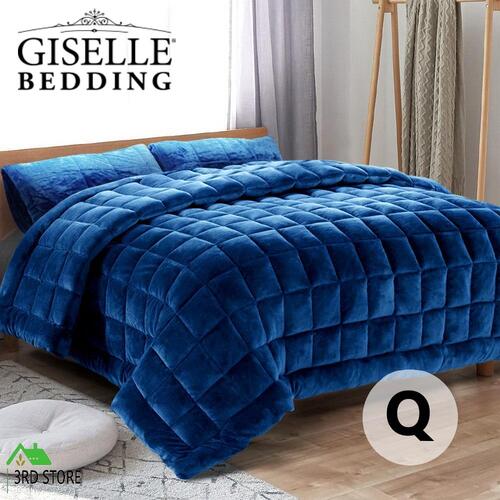 Giselle Bedding Faux Mink Quilt Comforter Duvet Doona Winter Throw Blanket Queen