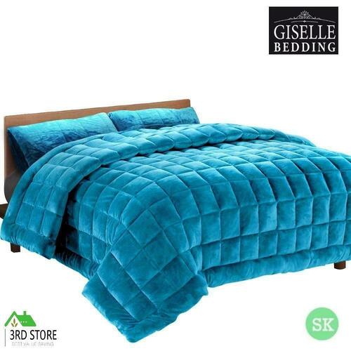 Giselle Bedding Faux Mink Quilt Comforter Winter Weight Throw Blanket Teal SK