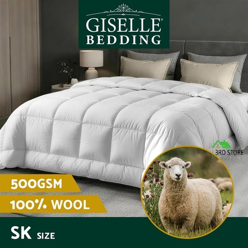 Giselle Bedding 500GSM Wool Quilt Baffle Box Winter Doona Duvet Super King