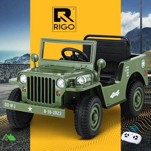 Rigo Ride On Car Jeep Kids Electric Military Toy Cars Off Road Vehicle 12V White