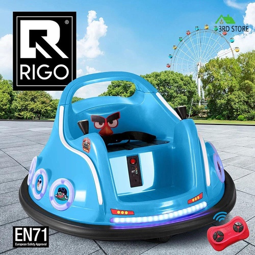 RETURNs Kids Ride On Car Bumper Electric Toys Cars Light Remote Angry Birds Sticker Blue