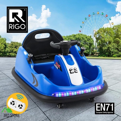 Rigo Kids Ride On Car Bumper Kart 6V Electric Toys Cars Remote Control Blue