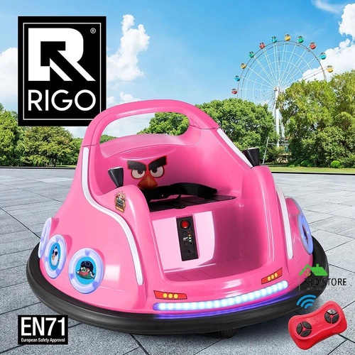 Kids Ride On Car Bumper Electric Toys Cars Light Remote Angry Birds Sticker Pink