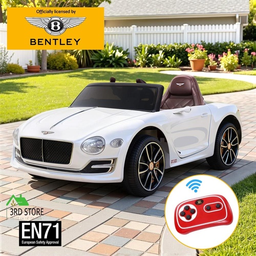Bentley Kids Ride On Car Licensed Electric Toys 12V Battery Remote Cars White