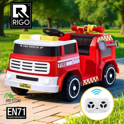 Rigo Kids Ride On Car Electric Fire Engine Fighting Truck with Water Gun Music