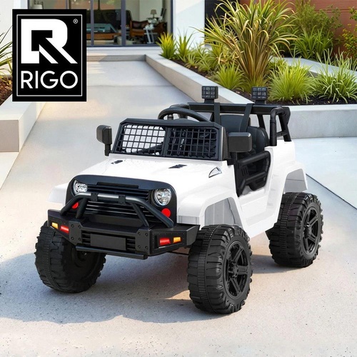 Rigo Kids Ride On Car Electric 12V Car Toys Jeep Battery Remote Control White